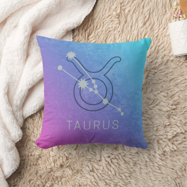 Taurus Zodiac Star Sign Watercolor Horoscope Cushion (Blanket)