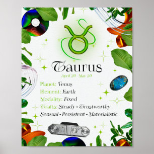 Taurus Zodiac Star Sign Y2K White 4:5 Poster