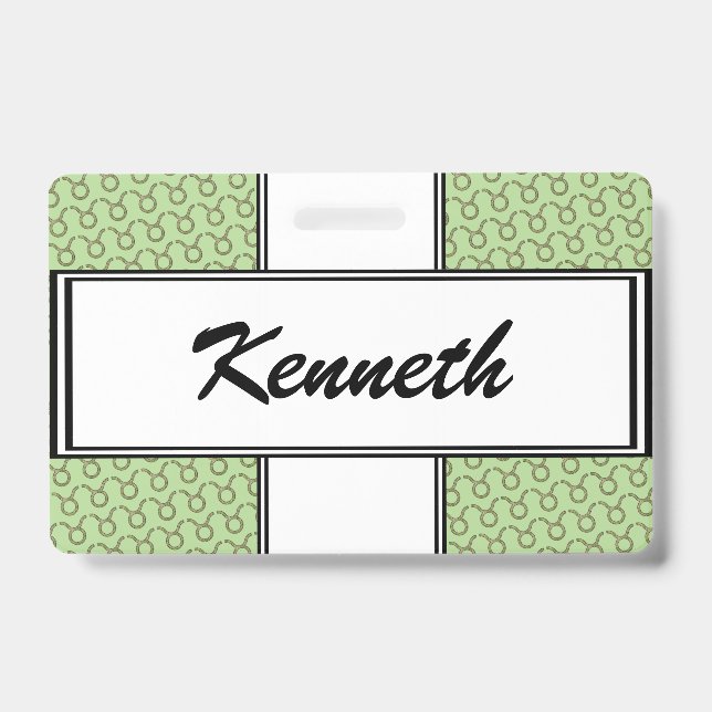 Taurus Zodiac Symbol Element by Kenneth Yoncich ID Badge (Front)