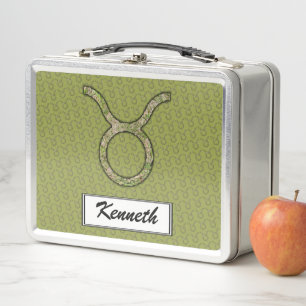 Taurus Zodiac Symbol Element by Kenneth Yoncich Metal Lunch Box