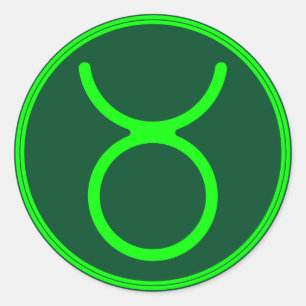 Taurus Zodiac Symbol Green Mix Classic Round Sticker