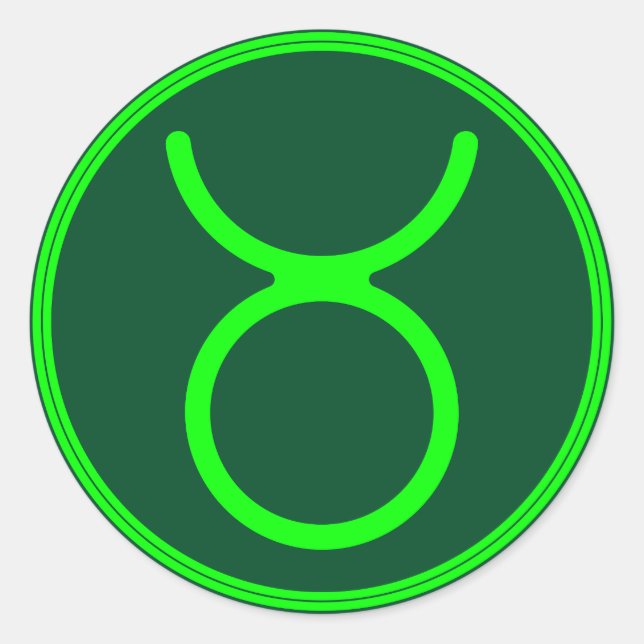 Taurus Zodiac Symbol Green Mix Classic Round Sticker (Front)