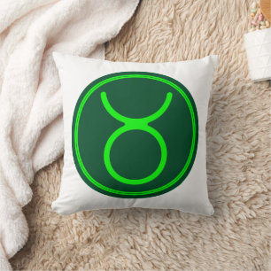 Taurus Zodiac Symbol Green Mix Cushion