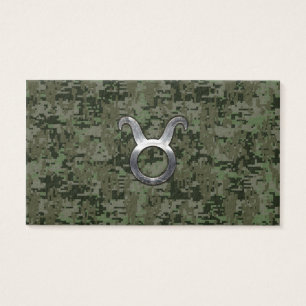 Taurus Zodiac Symbol on Green Digital Camo