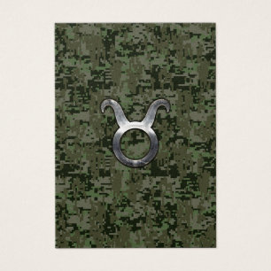 Taurus Zodiac Symbol on Green Digital Camo