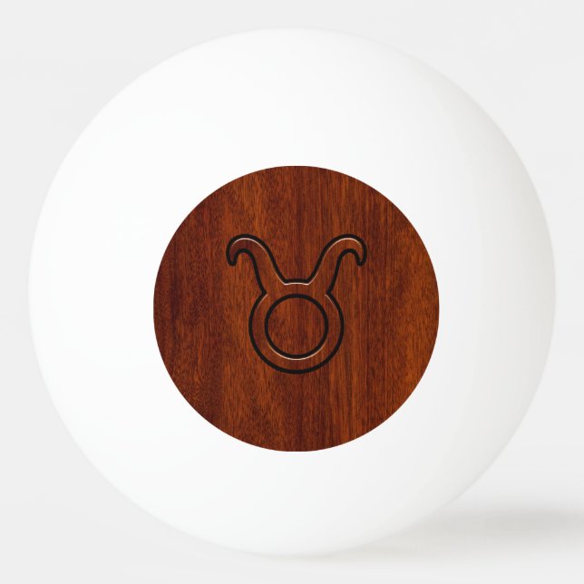 Taurus Zodiac Symbol on Mahogany Decor Ping Pong Ball (Front)