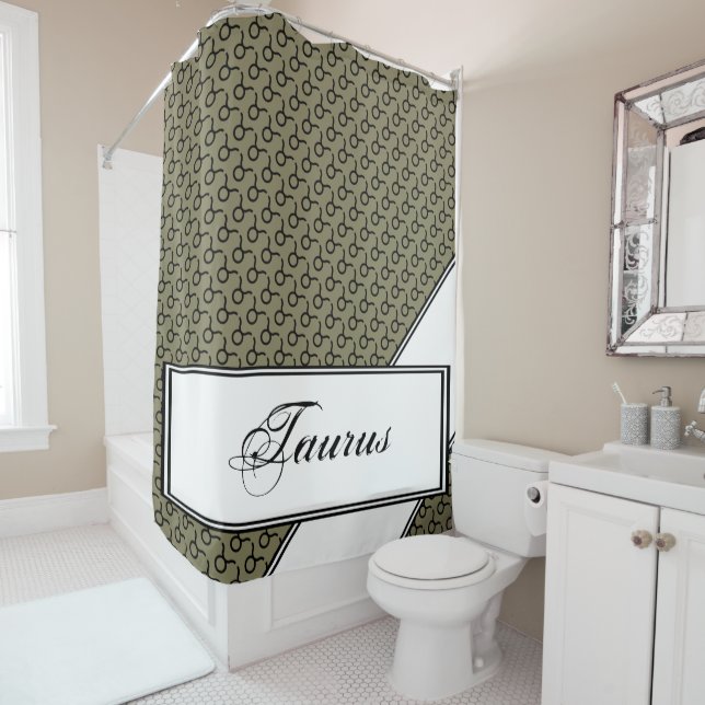 Taurus Zodiac Symbol Standard by Kenneth Yoncich Shower Curtain (In Situ)
