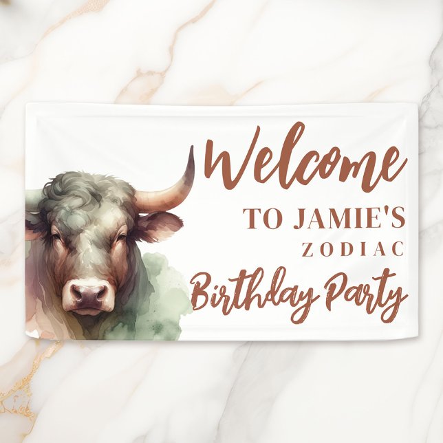 Taurus Zodiac Themed Birthday Party Welcome Sign (Coordinate Your Taurus Zodiac-Themed Party with Decor Like This Large Welcome Banner!)