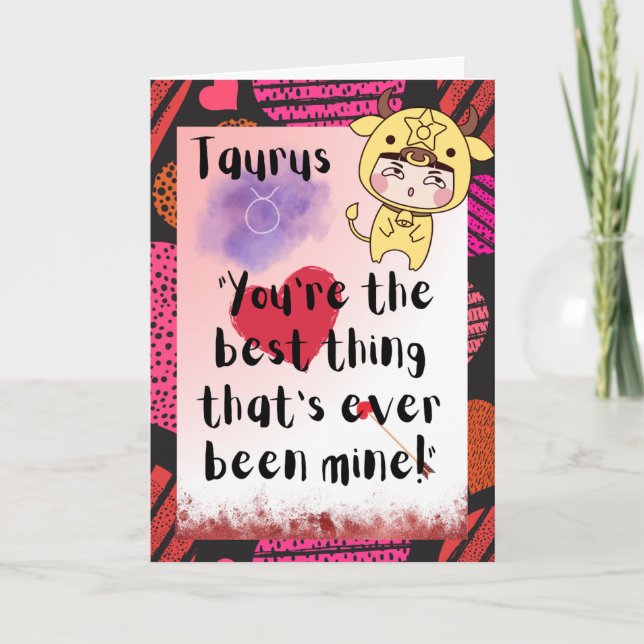 Taurus Zodiac Valentines Personalised Card (Front)