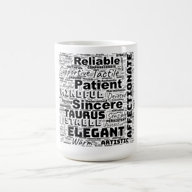 Taurus Zodiac Word Cloud Inspiration  Coffee Mug (Center)