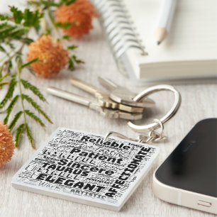 Taurus Zodiac Word Cloud Inspiration Keychain