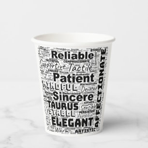 Taurus Zodiac Word Cloud Inspiration Paper Cups