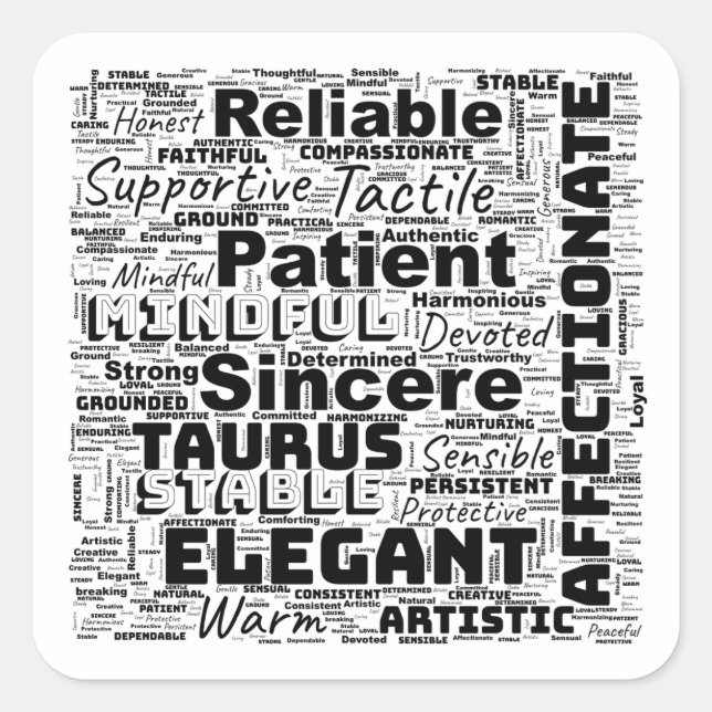 Taurus Zodiac Word Cloud Inspiration  Square Sticker (Front)