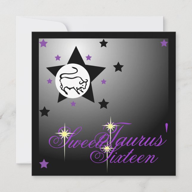Taurus' Zodiacal Fortune Sweet Sixteen-Customise Invitation (Front)