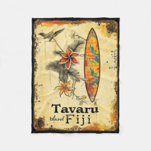 Tavaru Island Fiji Surfboard Surfer Beach Surfing Fleece Blanket