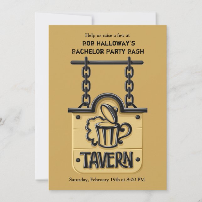 Tavern Sign Bachelor Party Invitation (Front)