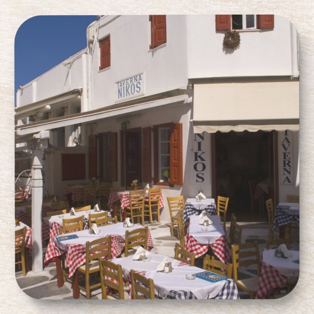 Taverna Nikos, Mykonos, Cyclades Islands, Greece Coaster (Front)