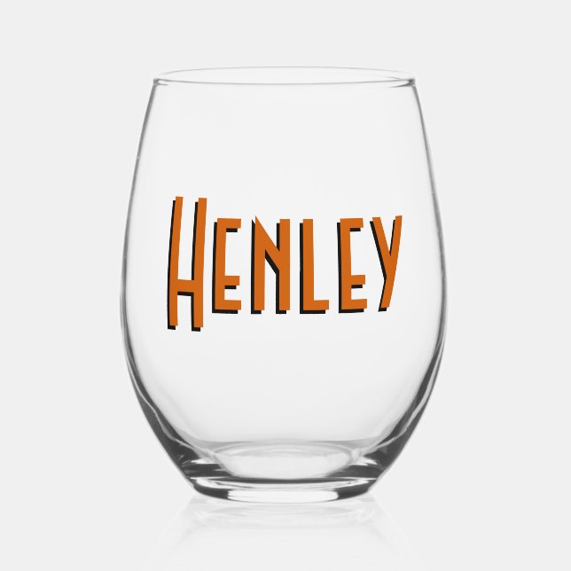 Tawny 3D Minimalist Modern Name  Stemless Wine Glass (Front)