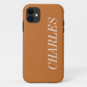 Tawny Brown Solid Colour   Minimalist Name Case-Mate iPhone Case