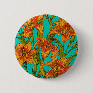 Tawny dailily flowers 6 cm round badge