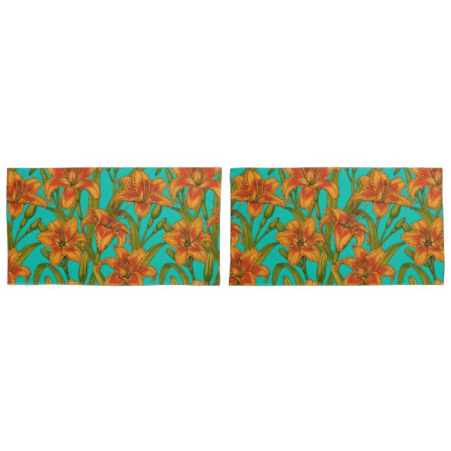Tawny dailily flowers pillowcase (Front-Set)