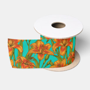 Tawny dailily flowers satin ribbon