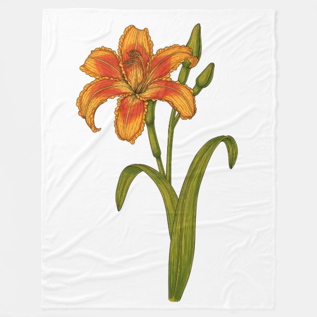 Tawny daylily fleece blanket (Front)