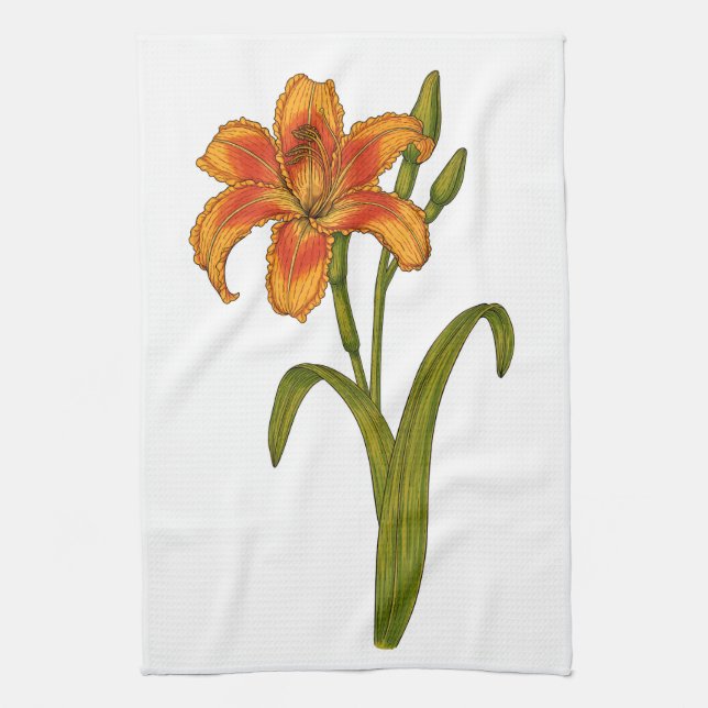 Tawny daylily tea towel (Vertical)
