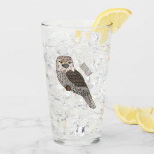 Tawny frogmouth bird cartoon illustration glass