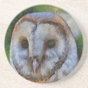 Tawny Owl In Pointillism Art Coaster