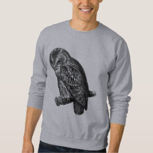 Tawny Owl Owls Bird Vintage Wood Engraving Sweatshirt