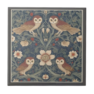Tawny Owl Pattern William Morris style Owls Tile