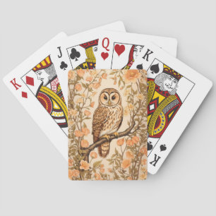 Tawny Owl Peach Blossoms William Morris Inspired Playing Cards