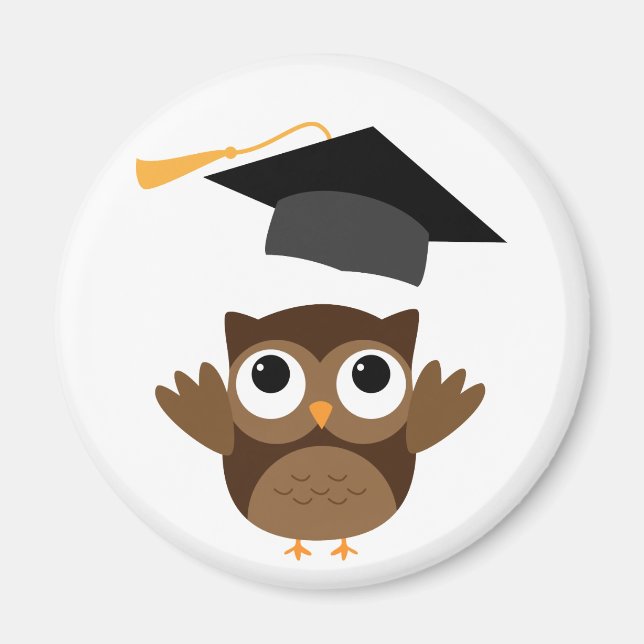 Tawny Owl Throwing Its Graduation Cap Magnet (Front)