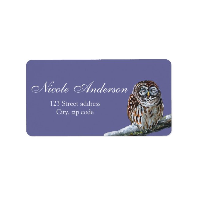 Tawny Owl watercolor Label (Front)