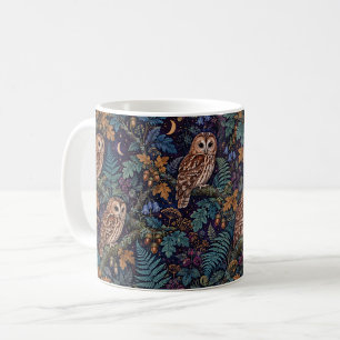 Tawny Owl Woodland Night Pattern Mug