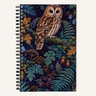 Tawny Owls and Woodland Leaves Softcover Notebook