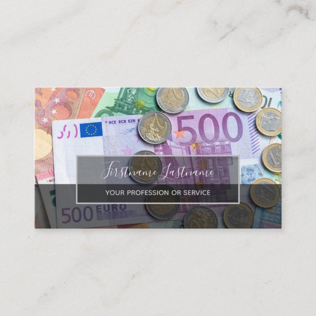 Tax accountant and financial experts euro money business card (Front)