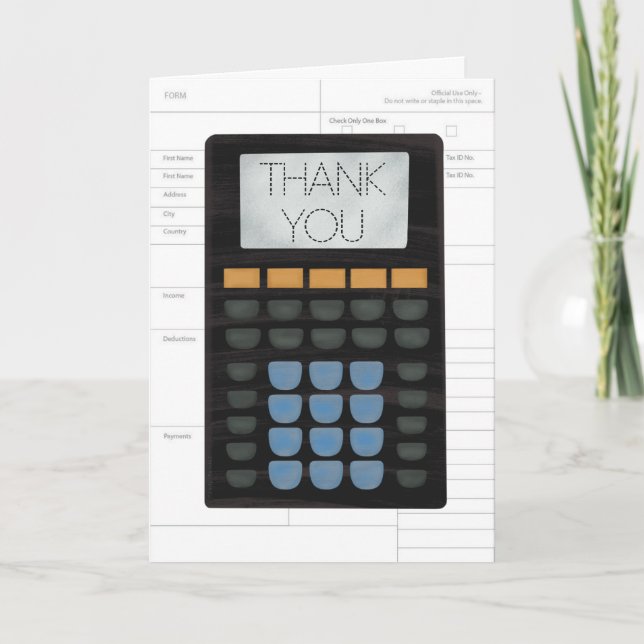 Tax Accountant CPA Bookkeeper  Thank You Card (Front)