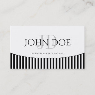 Tax Accountant/CPA Monogram B/W Stripes Business Card
