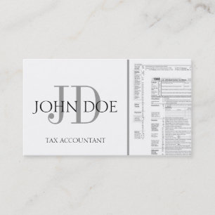 Tax Accountant Monogram 1040 White Business Card