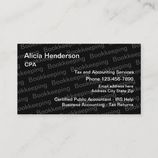 Tax Accountant Service Design Business Card (Front)