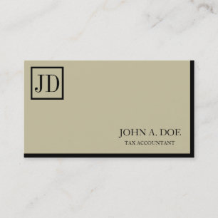 Tax Accountant Square Monogram Tan Black Business Card