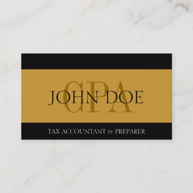Tax Accountant Stripes Gold CPA Business Card (Front)