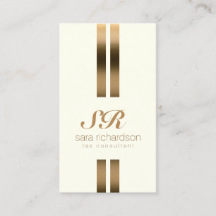 Tax Consultant Monogram Elegant Gold Stripe Business Card