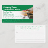Tax Preparation (Preparer) Business Card
