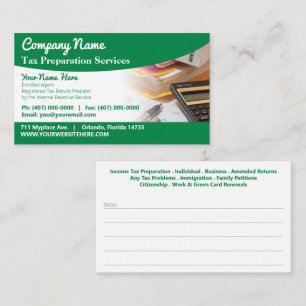 Tax Preparation (Preparer) Business Card