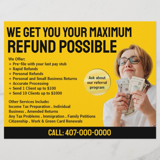 Tax Preparation (Preparer) Refund Flyer (Back)
