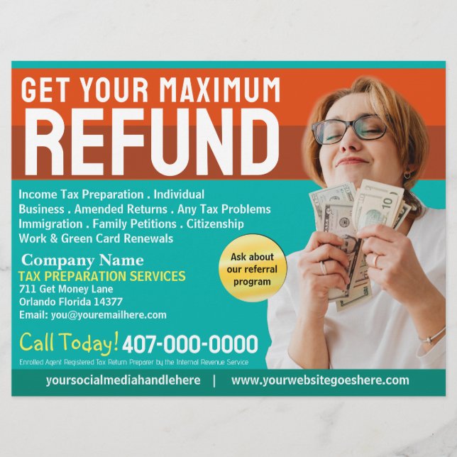 Tax Preparation (Preparer) Refund Flyer (Front)