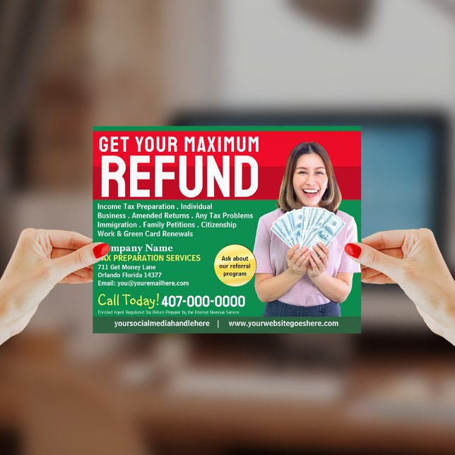 Tax Preparation (Preparer) Refund Flyer (Tax preparation flyers prove to have high success rates in gaining new patrons.)